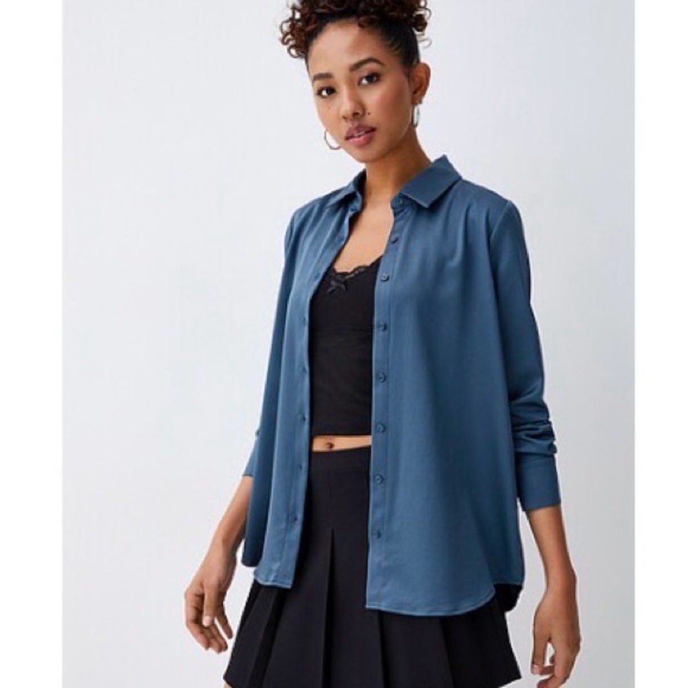 TWIK Slate Blue Button-Up Shirt (size S)